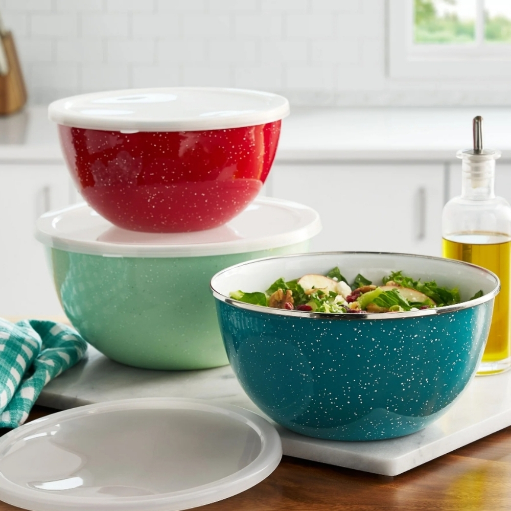 ❤️ New Pioneer Woman Mixing Bowls with Lids